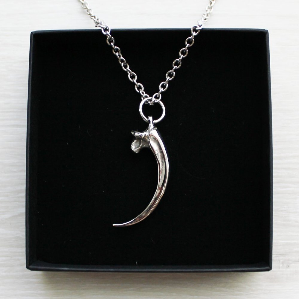 NEW Moon Raven Eagle Talon Claw Solid Stainless Steel Pendant Necklace 32" - Picture 5 of 11